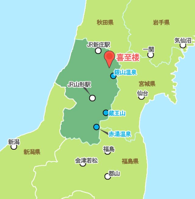 旅館喜至楼の位置がわかる地図