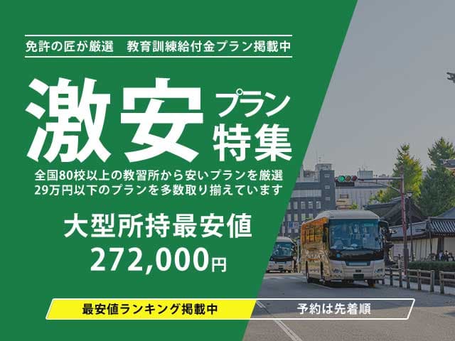 激安プラン特集 大型所持最安値272,000円